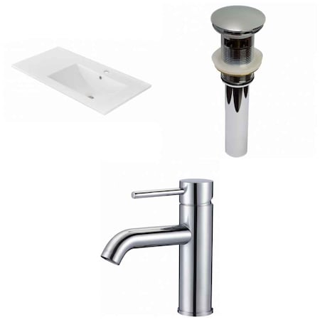 35.5"" W 1 Hole Ceramic Top Set In White Color, Overflow Drain Incl -  AMERICAN IMAGINATIONS, AI-29832